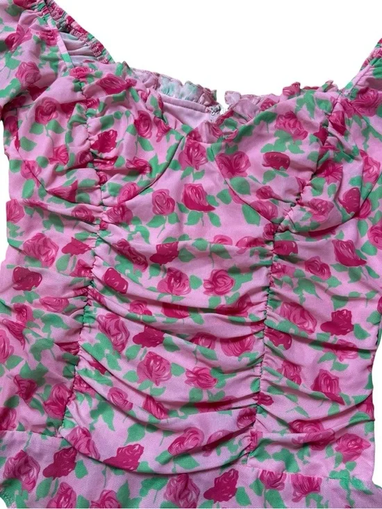 Lulus Pink Bodysuit Floral Size Medium - Picture 3 of 5